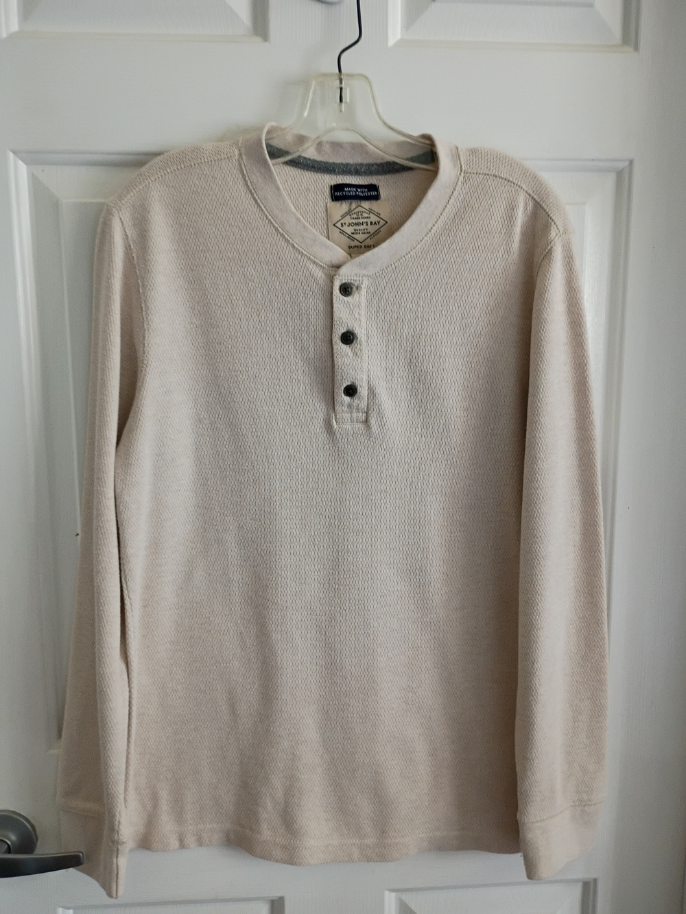 J. Crew Factory Men's Cream Henley Long-Sleeve Shirt